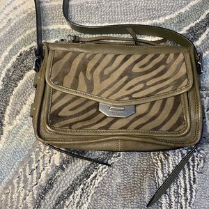 Rag & Bone Small Field Bag in Khaki Zebra Calf Hair New